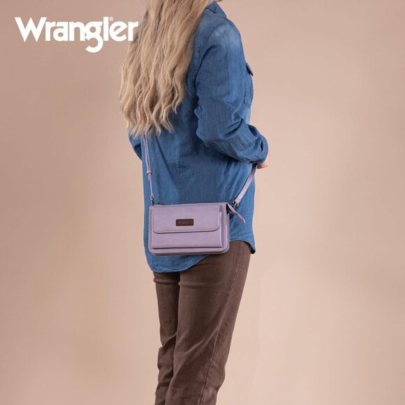 Wrangler Purple RFID-Blocking Crossbody Wallet Purse - Stylish & Compact - Picture 8 of 8